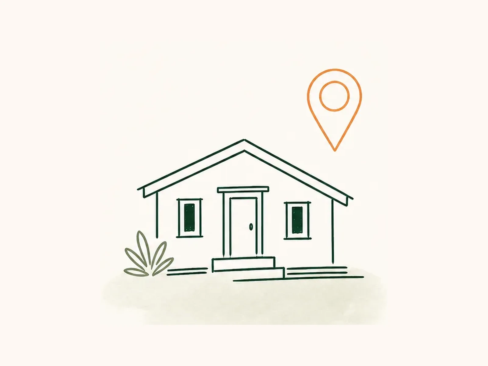 Illustration: a house with a map pin